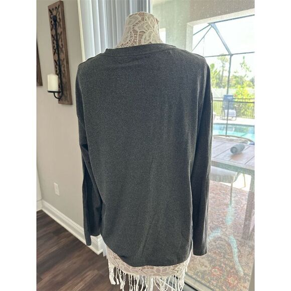 ☘️☘️☘️ Women’s XL Gray Long Sleeve Crew Neck T-Shirt Double Heart Print☘️☘️☘️ - Picture 4 of 8